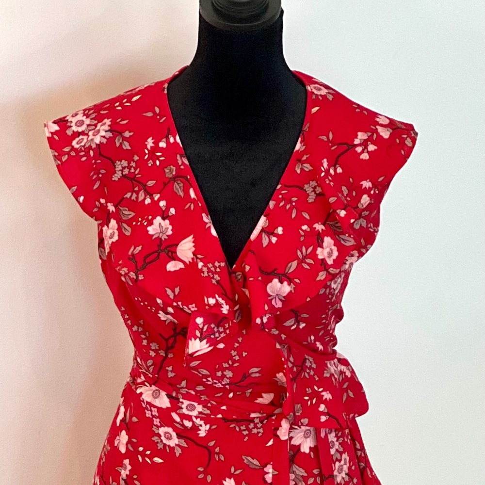 Red floral dress
